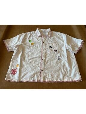 Disney X Old Navy Embroidered Linen Button Up Shirt (Adult XXL)